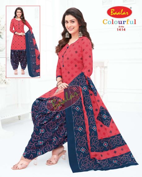 Baalar Colourful 14 Printed Cotton Casual Daily Wear Dress Material Collection